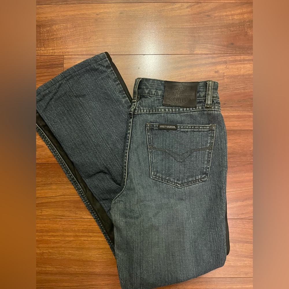 Harley Davidson rare leather front jeans